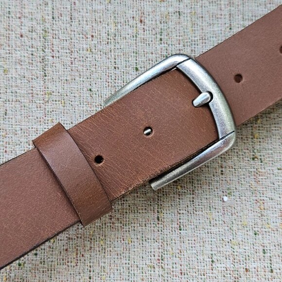 Men Belt Brown Genuine Leather Waistband Unisex Belt Pin Buckle Size 32 inches - Picture 8 of 12